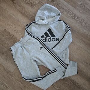 Adidas Kids Gray Hoodie And Pants Tracksuit Set